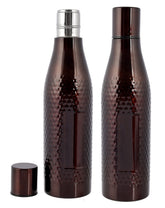 Kuber Industries Hammered Design Lightweight Odour Free Stainless Steel Fridge Water Bottle/Refrigerator Bottle/Sports Bottle, 1000 ML- Pack of 2 (Maroon)-HS42KUBMART25184